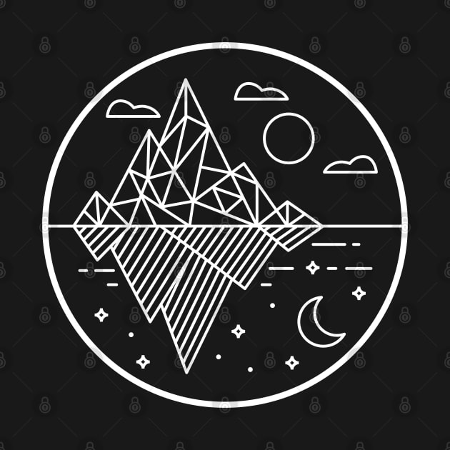 Two Geometric Mountains Day and Night Line Art by DetourShirts