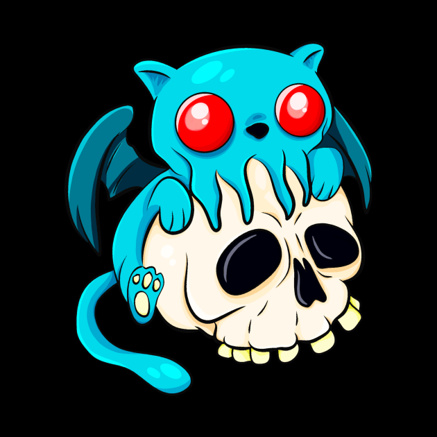 Cthulhu Cat Cute Kawaii Cathulhu Kitten Fun Skull by Foxxy Merch