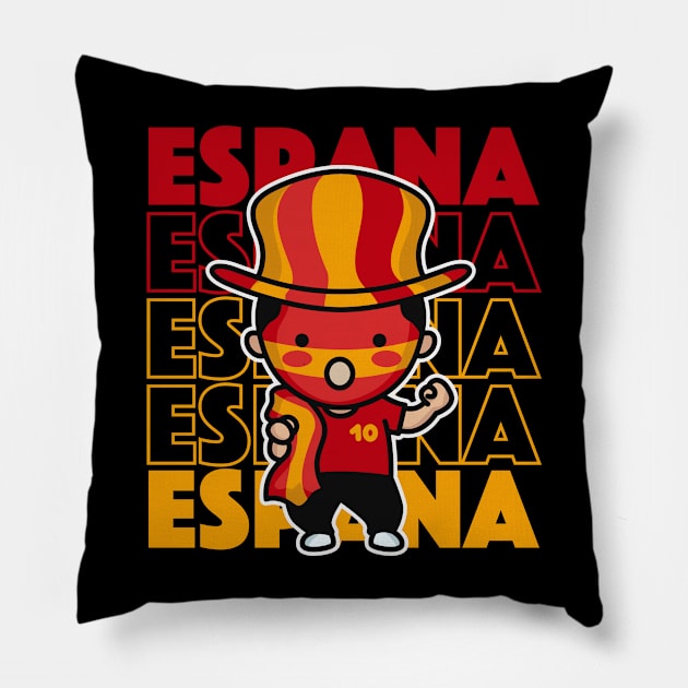 Spanish Football Fan // Kawaii Cute Spain Soccer Supporter Pillow by SLAG_Creative