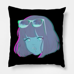 Vaporwave Glitch Edgy Alt Aesthetic Pillow