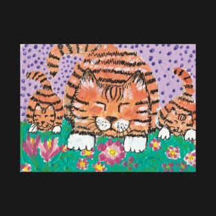 Happy cat family tiger stripes T-Shirt