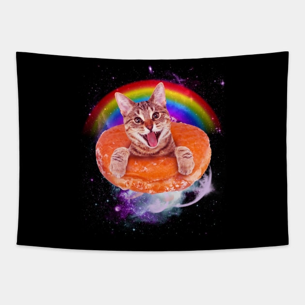 Space Cat Donut Tapestry by ultraelectrogalacticshop