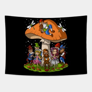 Mushroom Hippie Gnomes Tapestry