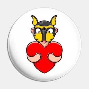 Gay Yellow Pup Hug Pin