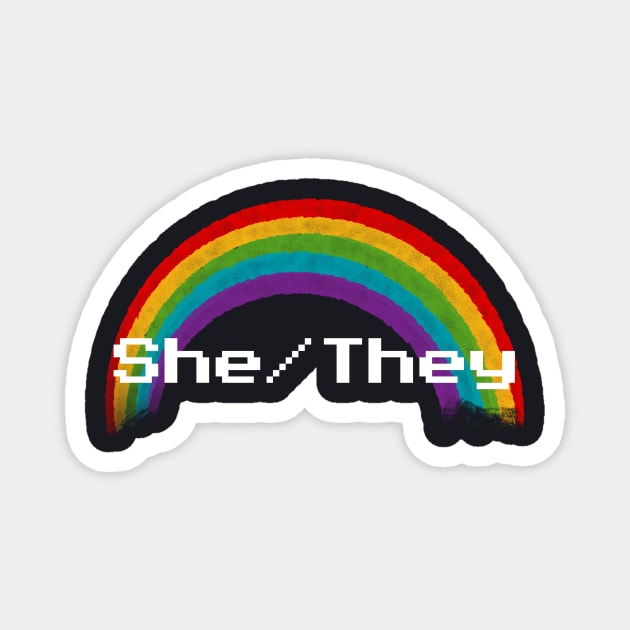 Rainbow Pronouns - She/They Magnet by FindChaos