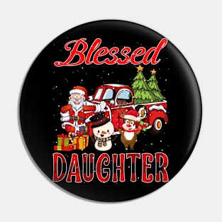 Blessed Daughter Red Plaid Christmas Pin