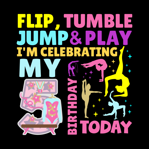 Girls 5th Birthday Gymnastics Themed Party Kids Five Year Old by HollyDuck