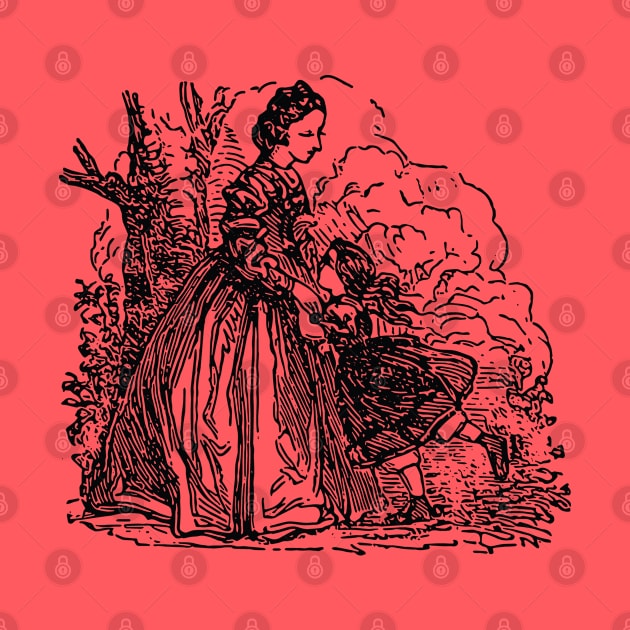 Victorian Mother with Daughter Dancing, Vintage by penandinkdesign@hotmail.com