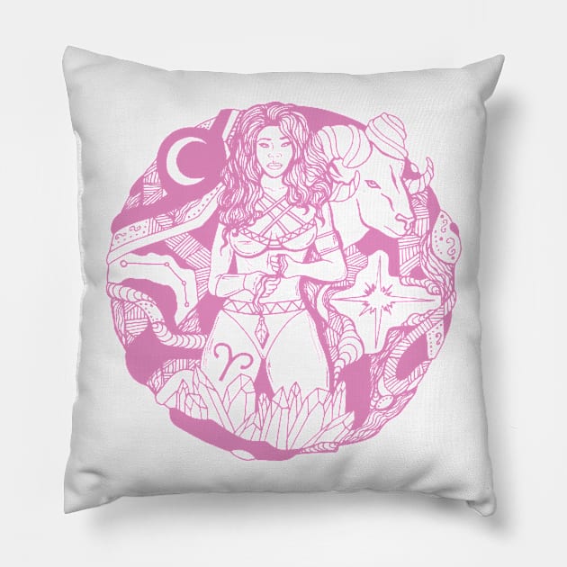 Light Pink Aries Beauty Pillow by kenallouis