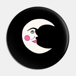 Crescent Moon Face Pin