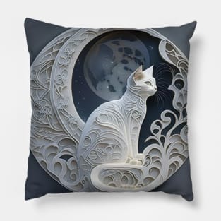 [AI Art] Moon Cat, Art Deco style Pillow