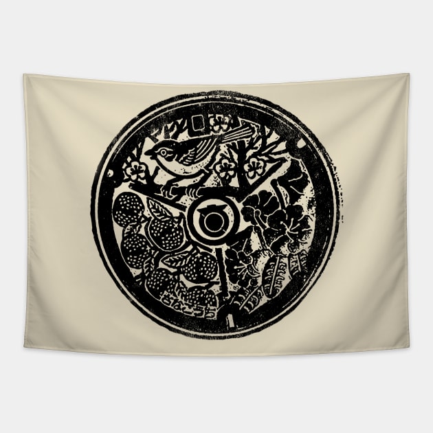 Tokoshima Manhole Cover Tapestry by kg07_shirts