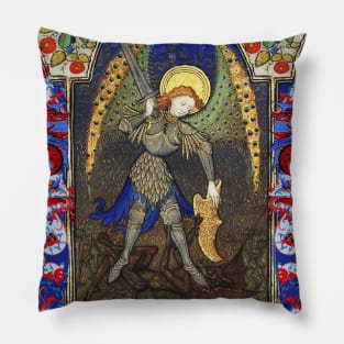 ST. MICHAEL ARCHANGEL COMBATTING DEVIL AND RED DRAGONS Medieval Miniature Pillow