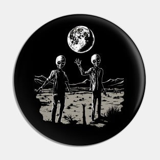 Grey Alien Moon Brother Vintage Aesthetic Illustration Pin