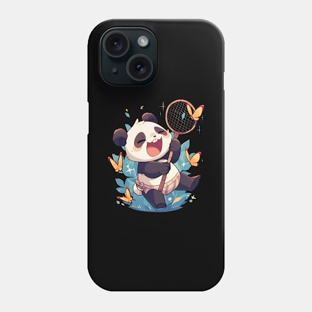 Panda Chasing Butterflies - Panda Bear Japanese Phone Case by Anassein.os