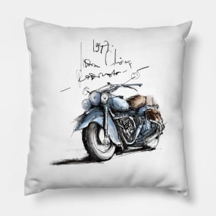 Vintage Motorcycle Sketch Pillow