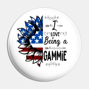 Vintage American Flag I Love Being A Gammie Happy Independence Day Pin