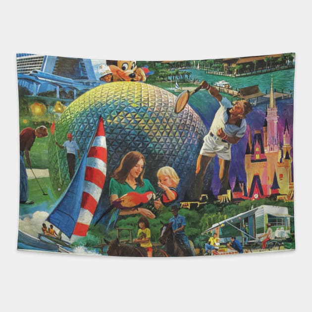 Vintage Theme Park Resort Art Tapestry by The Dept. Of Citrus