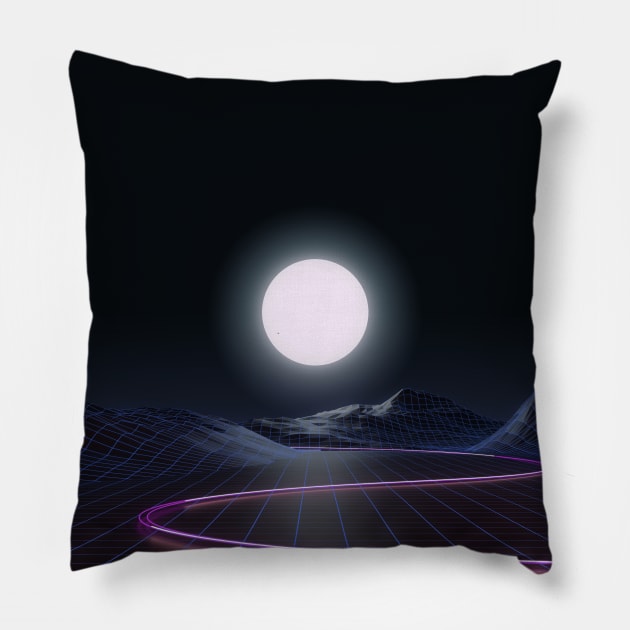 Neon Moonset Pillow by AxiomDesign