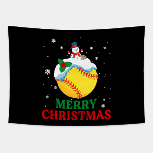 Merry Christmas Softball Xmas Gift Tapestry