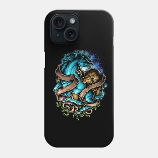 lion versus horse illustration Phone Case