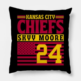 Kansas City Chiefs Skyy Moore 24 American Flag Football Pillow