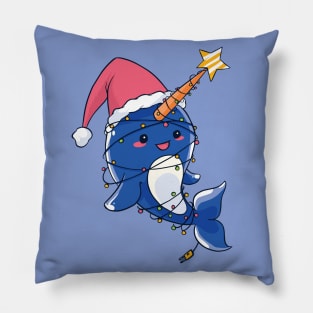 Cute Christmas Narwal Pillow