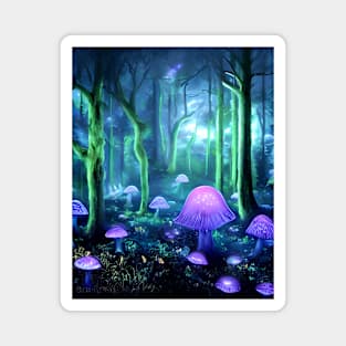 Psychedelic Magic Mushroom Forest Trippy Art Magnet