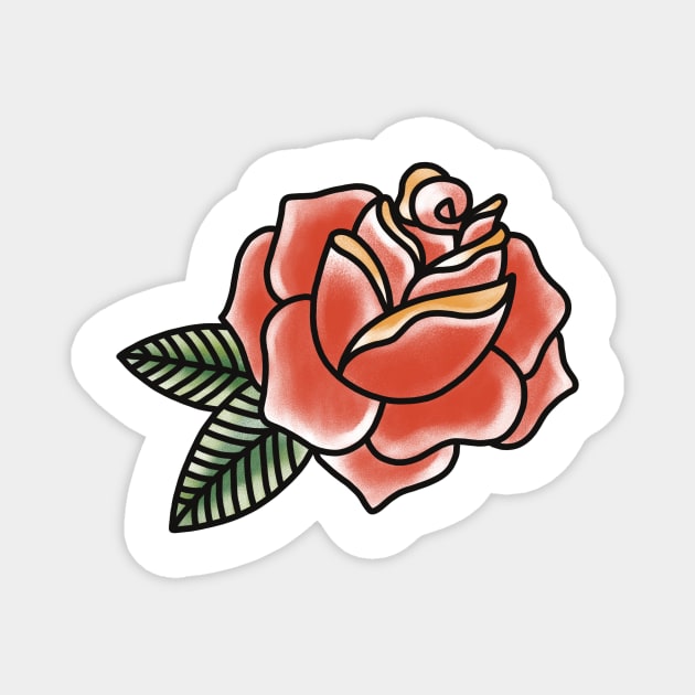 American Traditional Rose Tattoo Magnet by murialbezanson