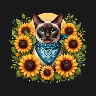 Floral Siamese - A Cat in Full Bloom T-Shirt