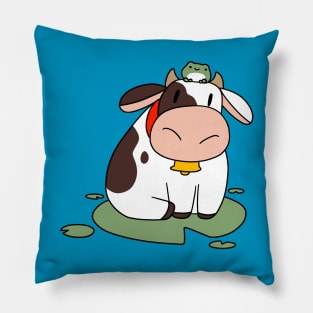 Lilypad Cow and Frog Pillow