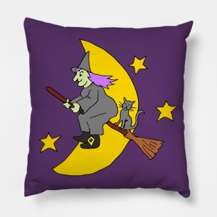 Flying Witch Halloween Pillow