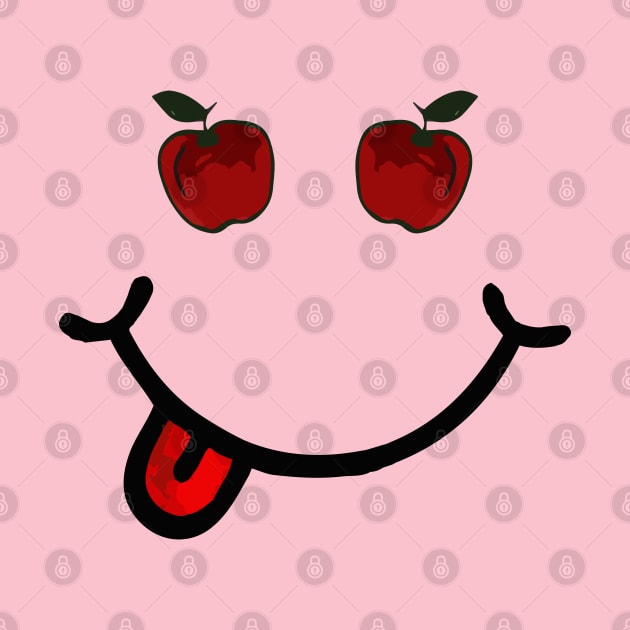 Red Apple & Smile in the shape of a face. by Tilila