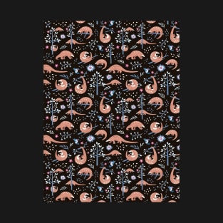 Cute Pangolin Pattern - Forest Pattern T-Shirt