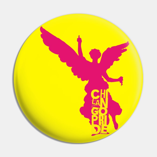 Chilango Pride / Orgullo Chilango Logo Version 2 with Attitude Pink Yellow Pin by chilangopride