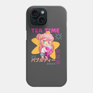 Bubble tea anime character - Tea Time Phone Case