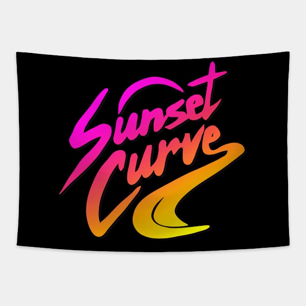 Sunset Retro Vintage Ombré Curves Tapestry by acatalepsys 