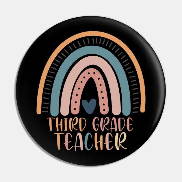 Boho Rainbow Third Grade Teacher Kinder Back to School Pin by sevalyilmazardal