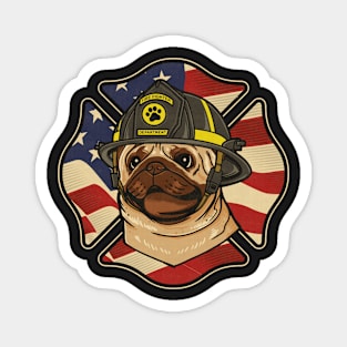 Pug Dog Firefighter Magnet