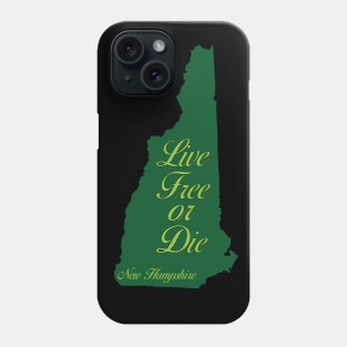 Live Free or Die NH state map Phone Case