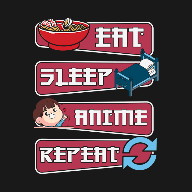 Eat Sleep Anime Repeat by Mad Art