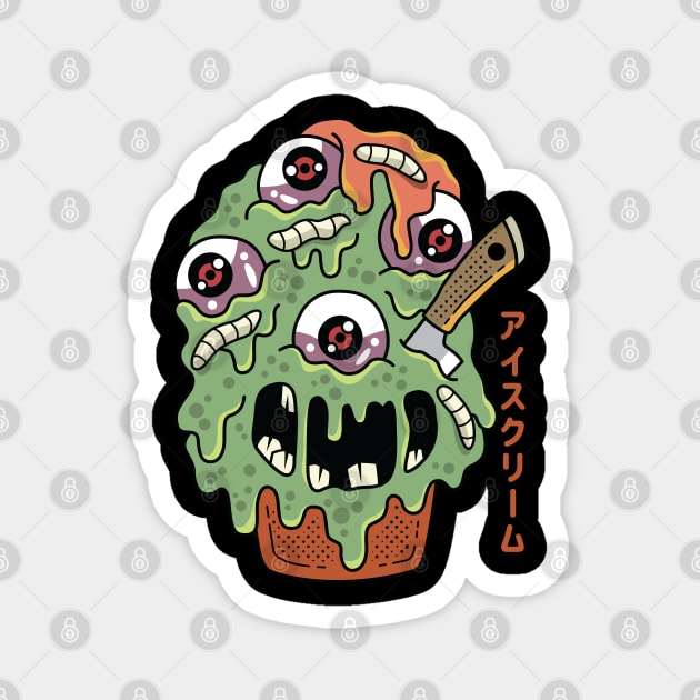 Kawaii Japanese Monster Ice cream for dessert lovers Magnet by spacedowl