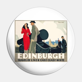 Edinburgh, Scotland - Vintage Travel Poster Design Pin