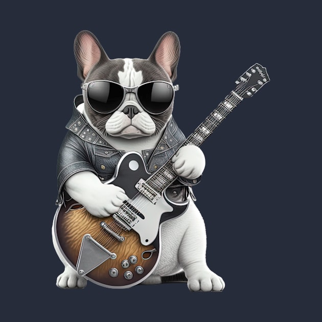 French Bulldog Playing Guitar by Odd World