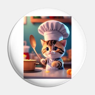 Cute cat in a chef's outfit Pin