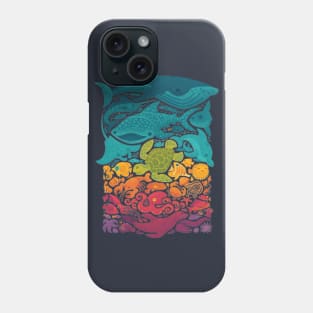 Marine Mosaic: Perfectly Fitting Rectangular Patchwork of Sea Creatures Phone Case