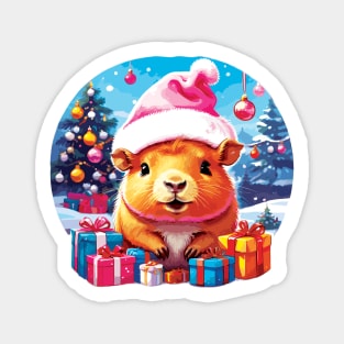 Cute Capybara Christmas Magnet