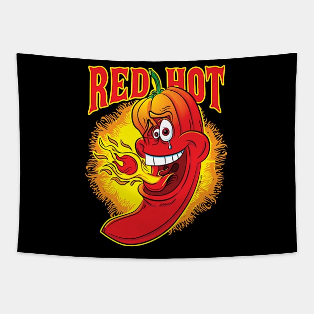 Flaming Red Hot Spicy Chili Pepper Tapestry by eShirtLabs