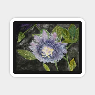 purple passion flower painting Magnet