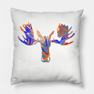 Orange and Blue tie dye moose Pillow